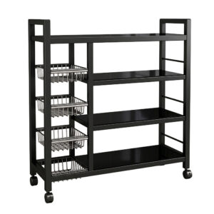 Estantería Organizadora de Cocina de 4 Niveles con Canastillas para Frutas, Verduras y Electrodomésticos con Ruedas 80x32x135 cm