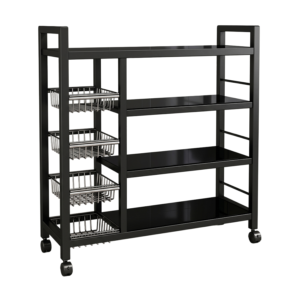 Estantería Organizadora de Cocina de 4 Niveles con Canastillas para Frutas, Verduras y Electrodomésticos con Ruedas 80x32x135 cm