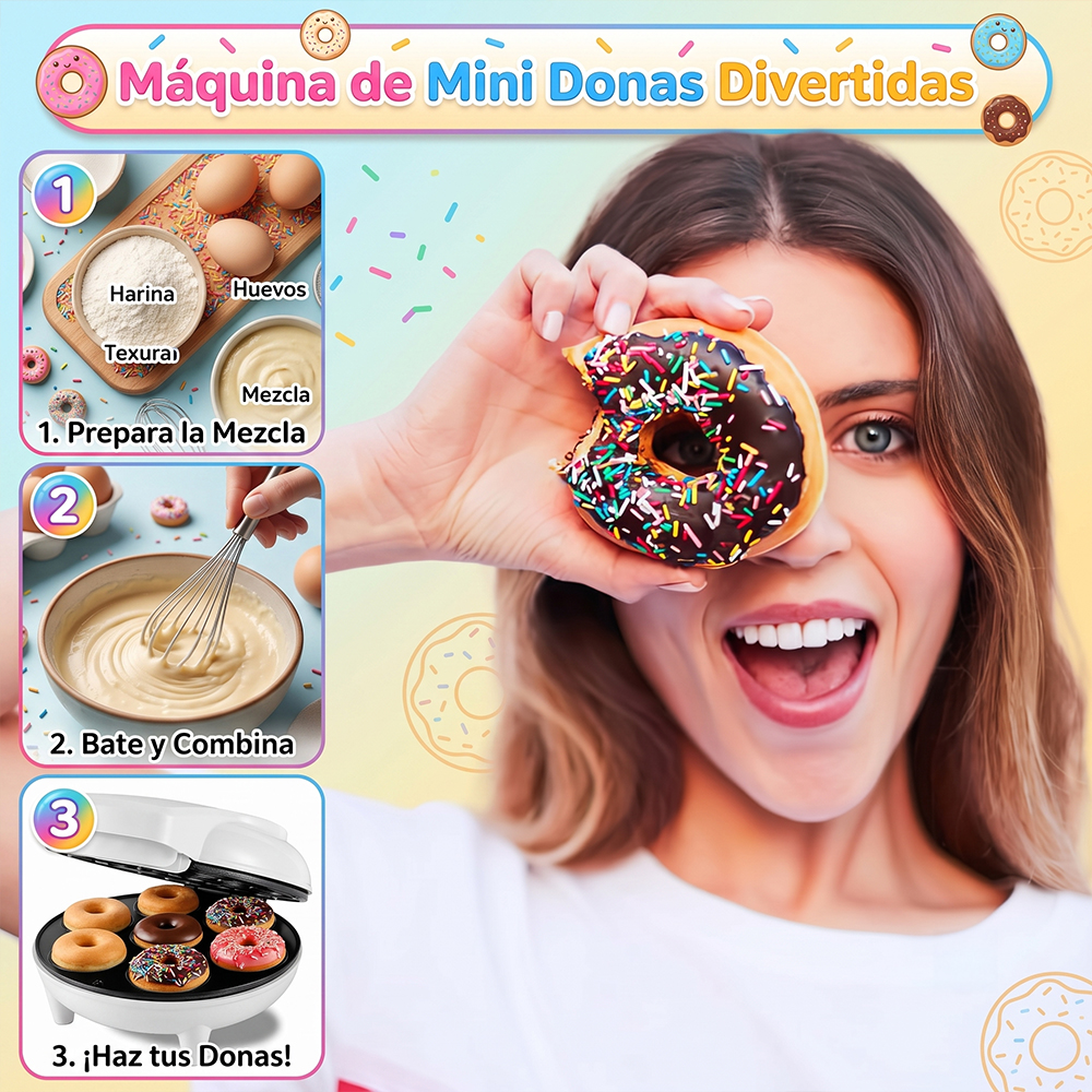 Máquina Eléctrica para Mini Donas 7 Piezas con Luces Indicadoras, Ventilación Rápida y Patas Antideslizantes - Image 2