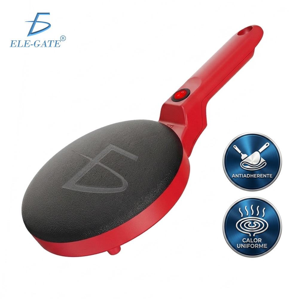 Crepera Eléctrica Antiadherente Roja – Máquina Portátil para Crepas, Panqueques y Tortillas