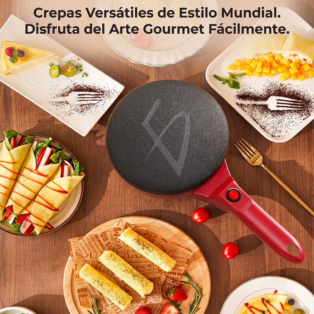 Crepera Eléctrica Antiadherente Roja – Máquina Portátil para Crepas, Panqueques y Tortillas - Image 2