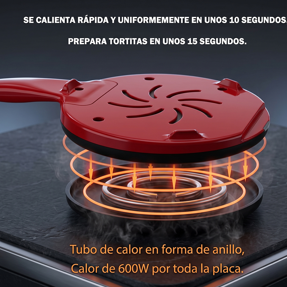 Crepera Eléctrica Antiadherente Roja – Máquina Portátil para Crepas, Panqueques y Tortillas - Image 3