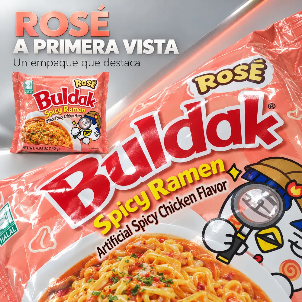 Ramen Picante Buldak Rosé, sabor a pollo, 140 g - Imagen 2
