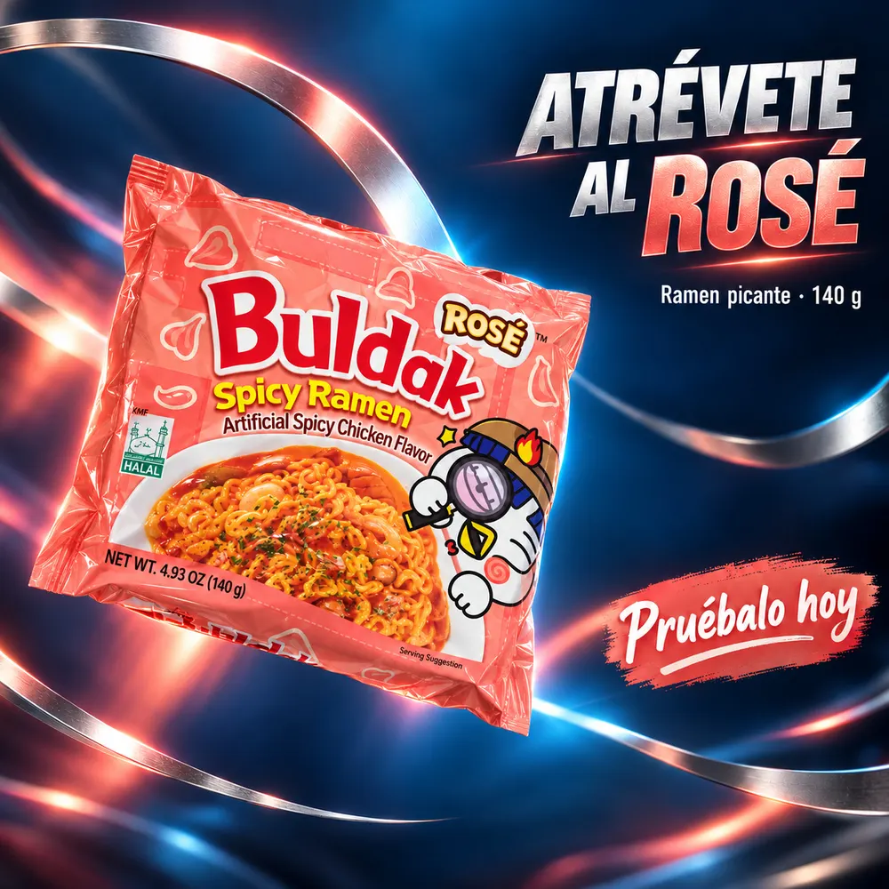 Ramen Picante Buldak Rosé, sabor a pollo, 140 g - Imagen 3