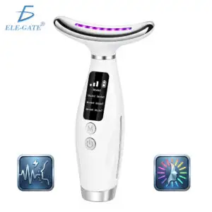 Masajeador Facial y de Cuello con Cabezal Curvo, Luz Púrpura, Pantalla LED, 7 Modos de Uso
